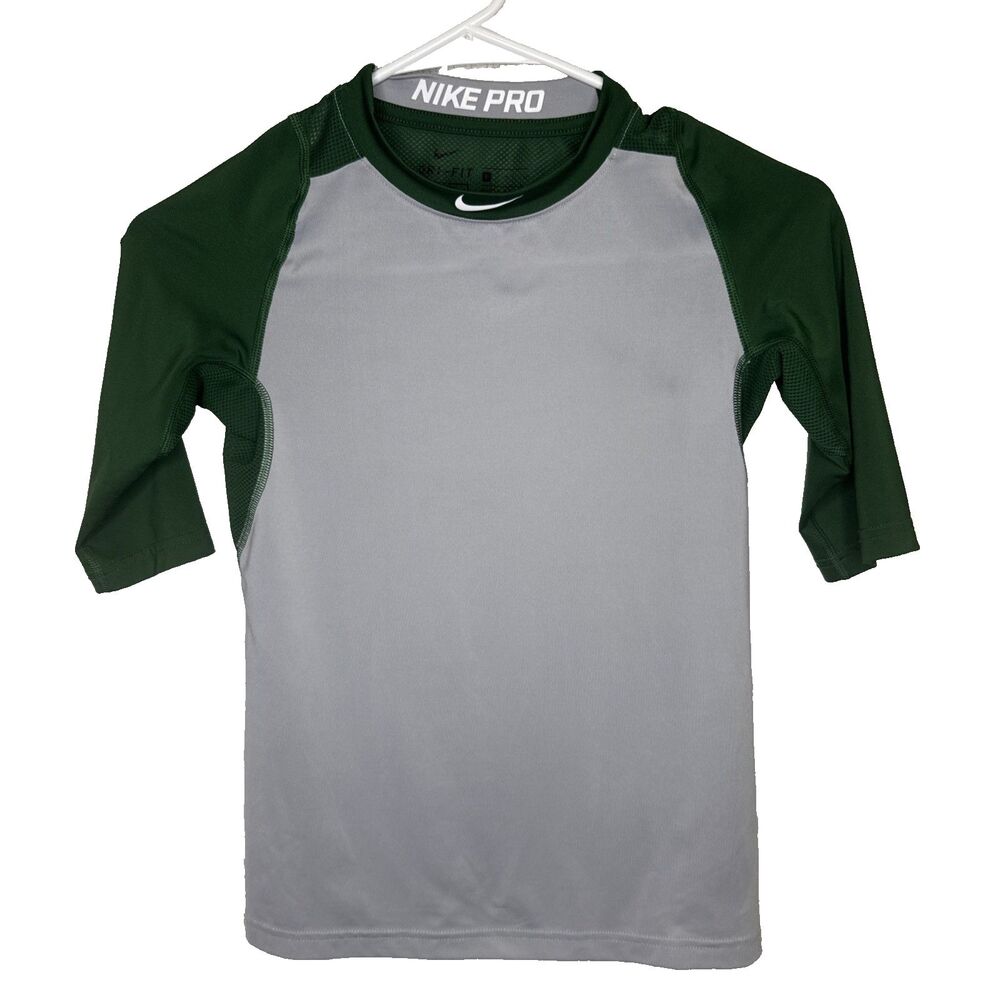 Nike Pro Dri-Fit Shirt Boys Small S MLB Baseball Training Athletic Top Tee Green